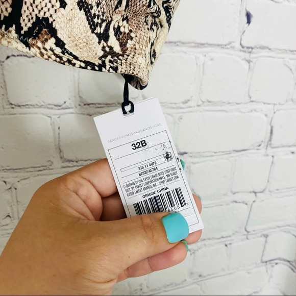 ✨NWT Shade & Shore Reptile Snakeskin Bralette Bikini Top 32B XS - Picture 4 of 12